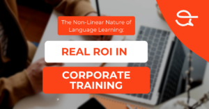 HR team reviewing corporate language training ROI metrics